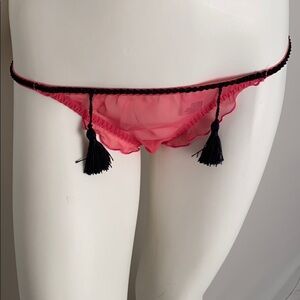 Van Mar pink thong panty with black tassel M